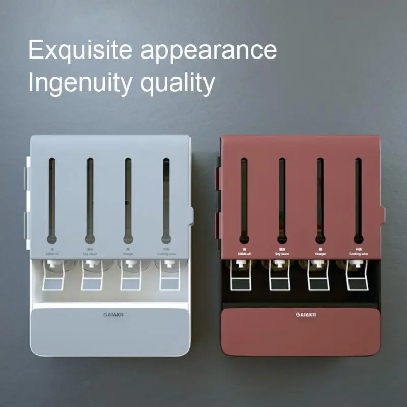

Multifunctional Seasoning Box Wall Mounted Kitchen Shelf Spice Rack Condiment Salt Storage Box Large Capacity Oil Wine Dispenser