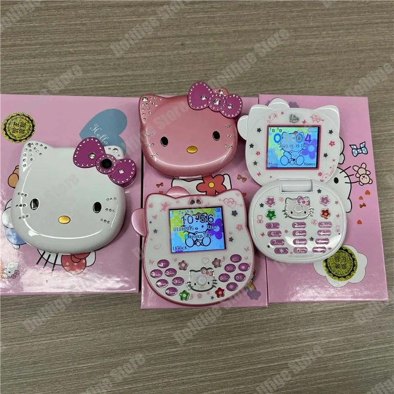 Limited Edition cartoon Foldable Phone Hellokitty Anime Peripheral Call Function Multi Language Switching Children'S Cute Gifts