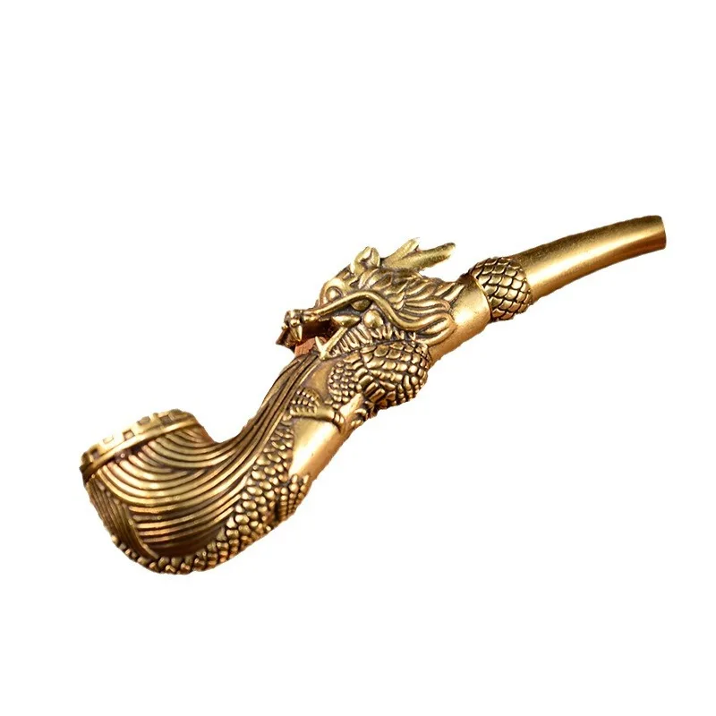 Tobacco Pipe Smoking Pipe Vintage Brass Tobacco Pipe Creative Dragon Head Design Gift For Father/Grandfather