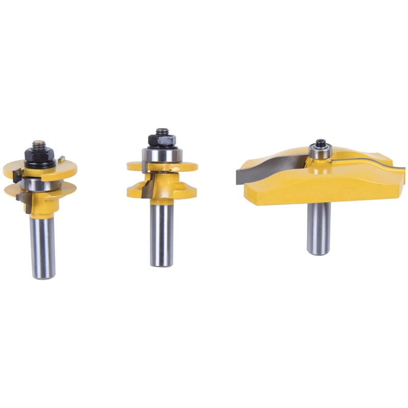 New 3 PCS Router Bit Set, 1/2 Inch Shaker Raised Panel Round Over