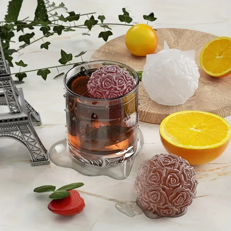 Aromatherapy Candle Mold Silicone Mold Silicone Candle Molds Silicone Candle Mold Candle Mold 3D Rose Ball Candle Resin Silicone Mold Valentine's Day Casting Mold Creative Elegant Flower Candle Holder Suitable For DIY Can