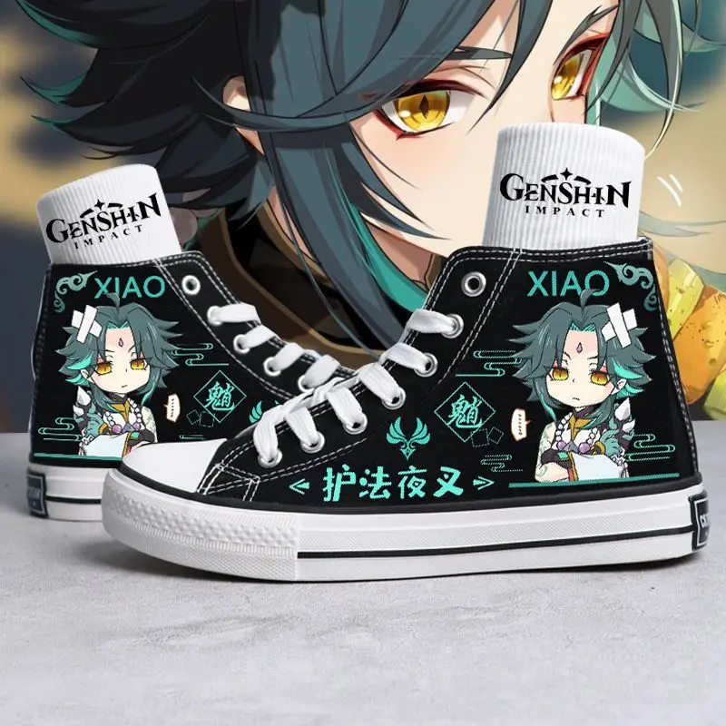 Cosplay Shoes,Canvas Shoes,Genshin Impact Canvas High Top Sneaker 3D Print Cosplay Shoes for Boys Girls