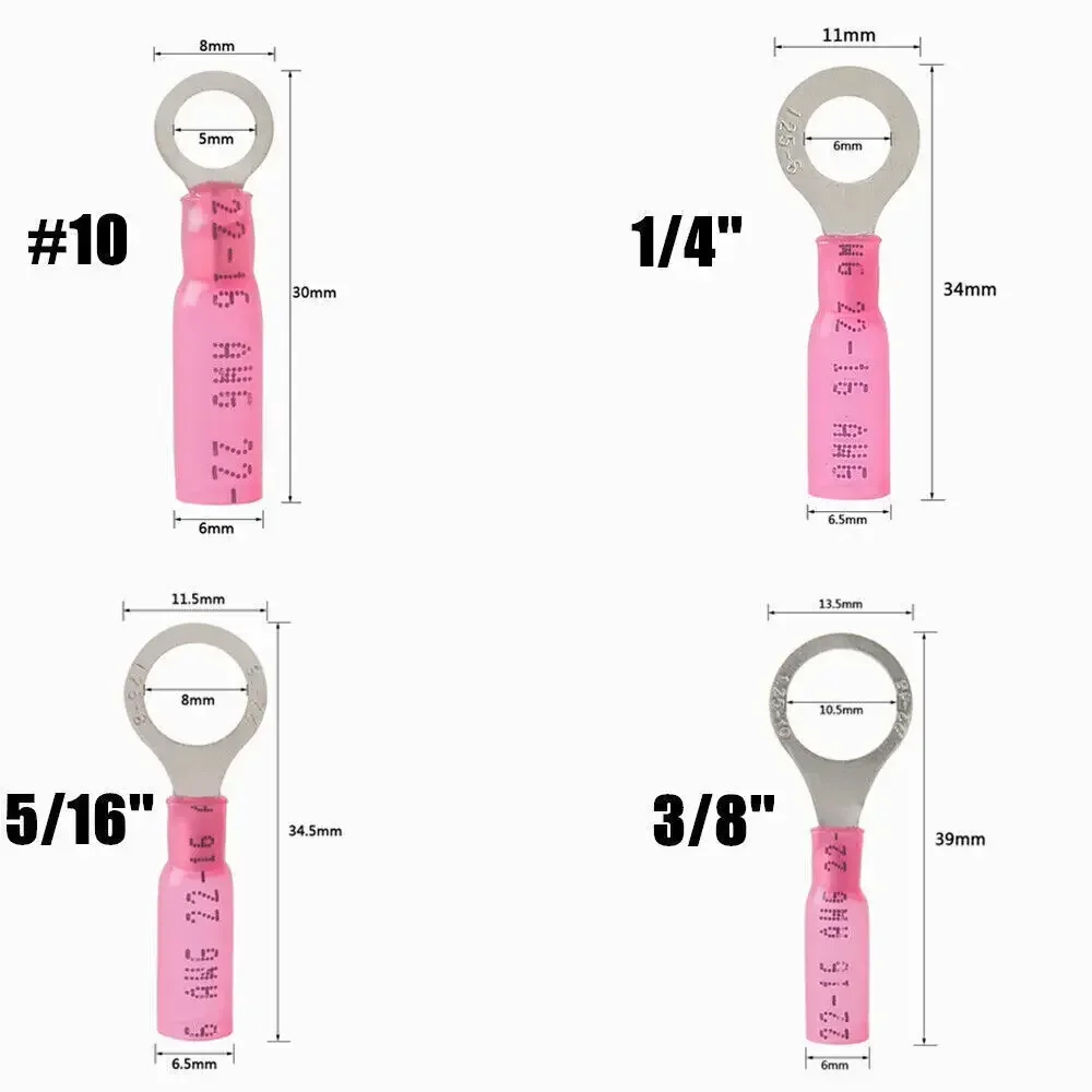 

10/20 шт. 22-16AWG красный термоусадочный изолированный Водонепроницаемый кольцевой соединитель обжимные клеммы для электрической проводки