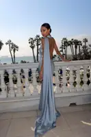Satin Ribbon Halter Long Dresses Women’s Backless Casual Maxi Dress Evening Wedding Guest White Blue Green Summer Graduation New