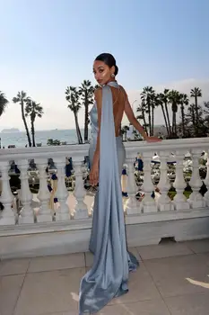 Satin Ribbon Halter Long Dresses Women Backless Maxi Dress Evening Wedding Guest Bridesmaid White Blue Green Red Coffee Purple 1