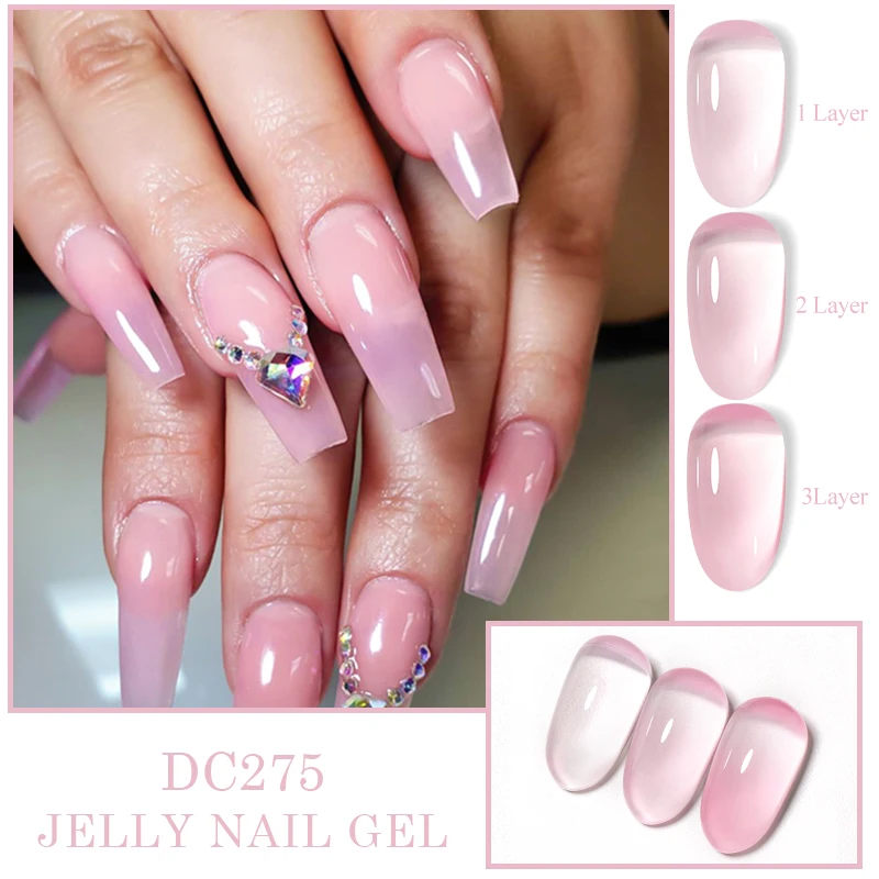 2/6Pcs Jelly Gel Nail Polish Set Black Crystal Translucent Dull Color Semi Permanent Varnish Nail Art Soak Off UV LED Gel Polish 5