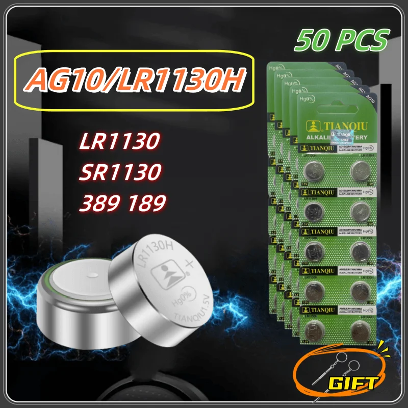 50Pcs Batterie Fbutton Tq Ag10 Lr1130 Lr54 Sr54 389 Lr54 Celle A Bottone Di Alta Qualità Applicabili Alla Calcolatrice Della Sveglia Dell'Orologio