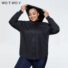 

WOTWOY Spring Loose Plus Size Hoodies Women Quick-drying Zip-up Sweatshirts Female Black Hooded Tops L-4XL Fitness Jacket 2022