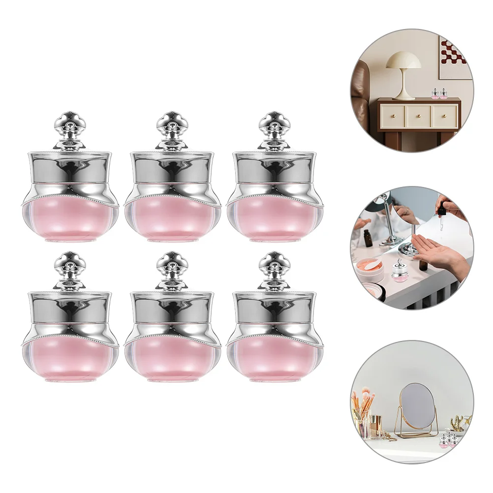 

6 Pcs Cream Acrylic Crown Bottle Storage Jar Jars with Lids Wide Mouth Container Containers Filling Empty Travel