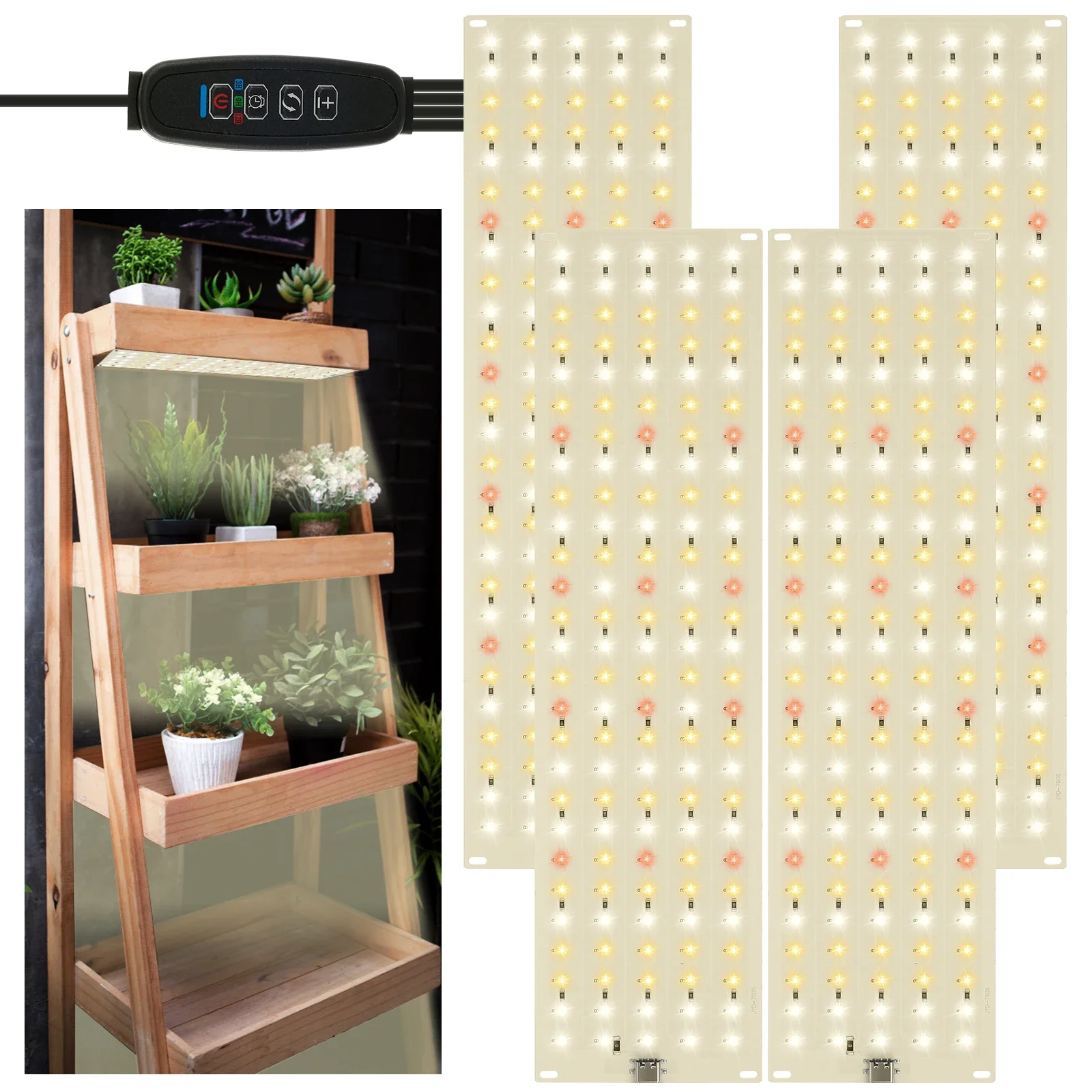 Ultra-Thin Full Spectrum LED Grow Light with Dimmable Timer