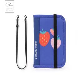 RFID Secure Travel Wallet and Passport Organizer with Zipper Pouch (Strawberry)