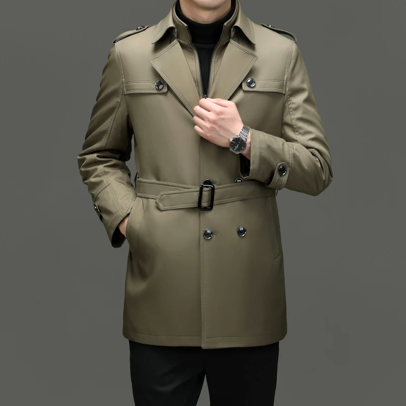 

High-end Men Middle-aged Suit Collar in The Long Trench Coat Liner Can Be Removed One Dress Two Wear British Style Casual Coat