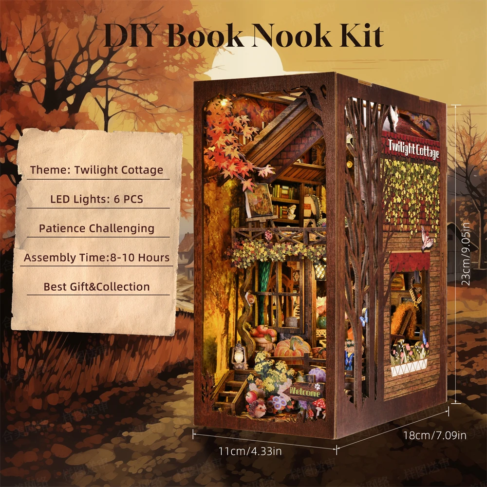 Book Nook Kit My Home Family Puppy DIY 3D Wooden Puzzle Bookshelf Insert Dollhouse Model Bookend Building Home Decoration Gifts 2