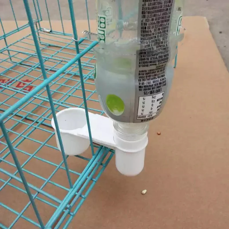 1 Pcs Bird Quail Drinker Cups Water Feeding Bottle Cup Chicken Pigeon Parrot Hamster Double Nozzle Water Guide For Family