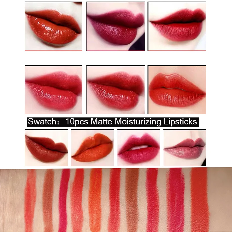 Christmas Lipstick Set Wooden Box Lip Gloss Collection Not Easy to Fade Moisturizing Nude Makeup Kit Birthday Gift 10 Pcs 3
