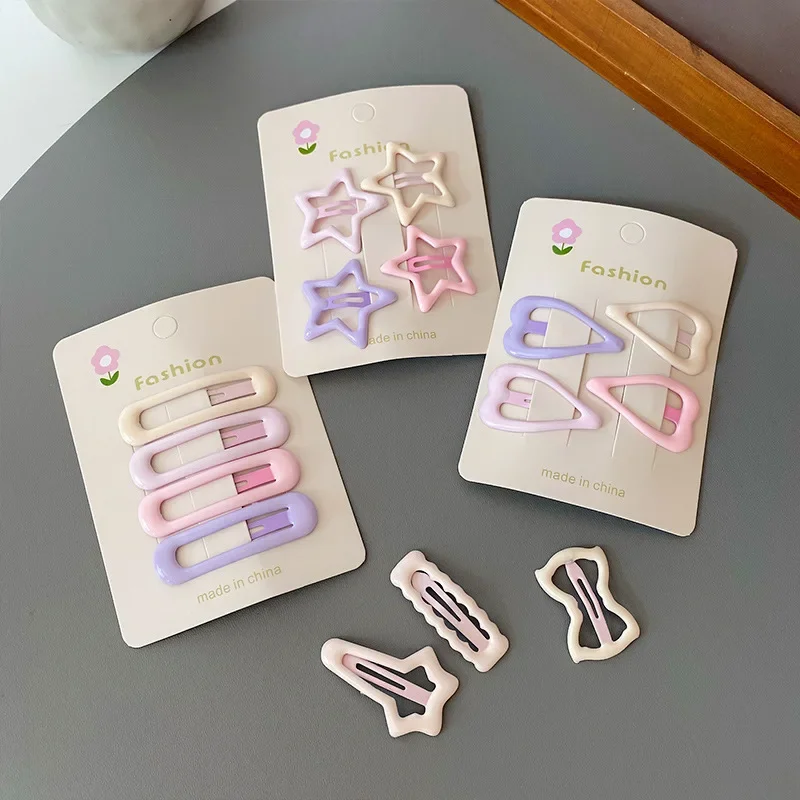 4pcs/set Cute Star Hair Clips Girl's Side Bangs Hair Accessories Small Clip Children's Hair Decorations Kids Accessories 머리핀