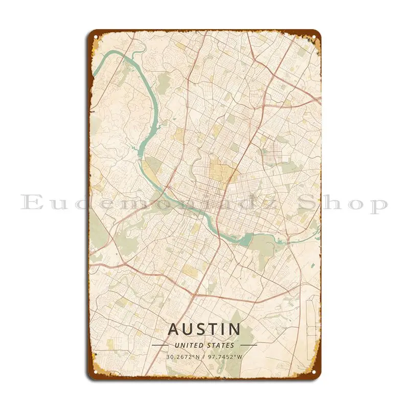 

Остин, Соединенные Штаты, металлический плакат, дизайн бара, классический клубный знак жестяные пластинки