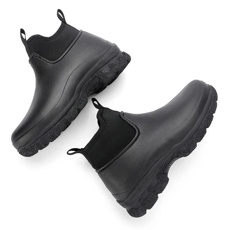 STRONGSHEN Men Chef Shoes Waterproof Non slip Work Shoes Car Wash Shoes Rain Boots Fashion Increase Fishing Shoes Zapatos Hombre