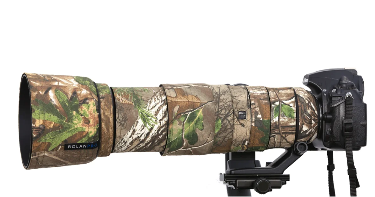 Nikon  AF-S200-500㎜　f5.6E  VR  元箱　迷彩カバー付 ROLANPRO レンズカバー ニコン AF-S 200-500mm f/5.6E ED VR