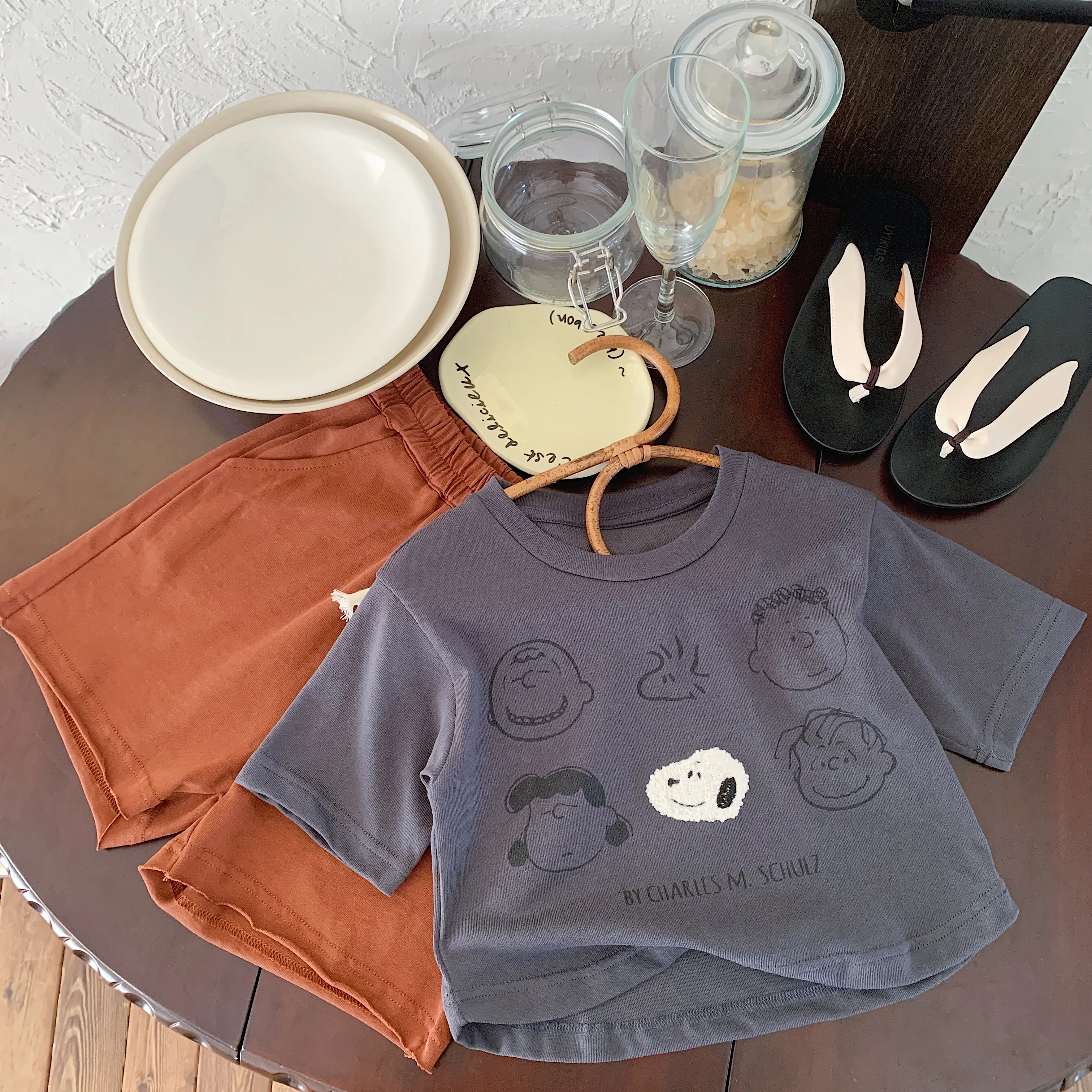 Children's short sleeved fabric with sugar summer new product, cartoon printed short sleeved T-shirt for boys and girls, T