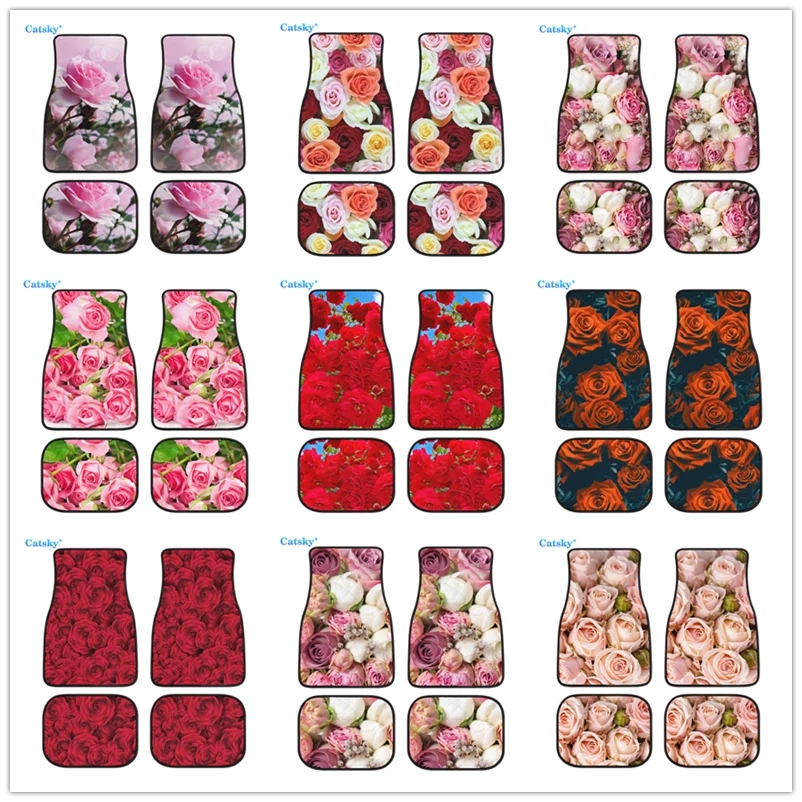 Groovy Flowers Car Front Floor Mats Set (2), Cute Floral Print Aesthetic  Auto Vehicle Suv Truck Accessories Women Rubber All Wea - AliExpress