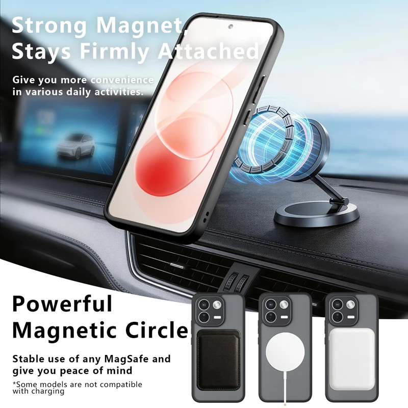 Magnetic Shockproof Matte Case with Rotating Ring Bracket and Enhanced Protection