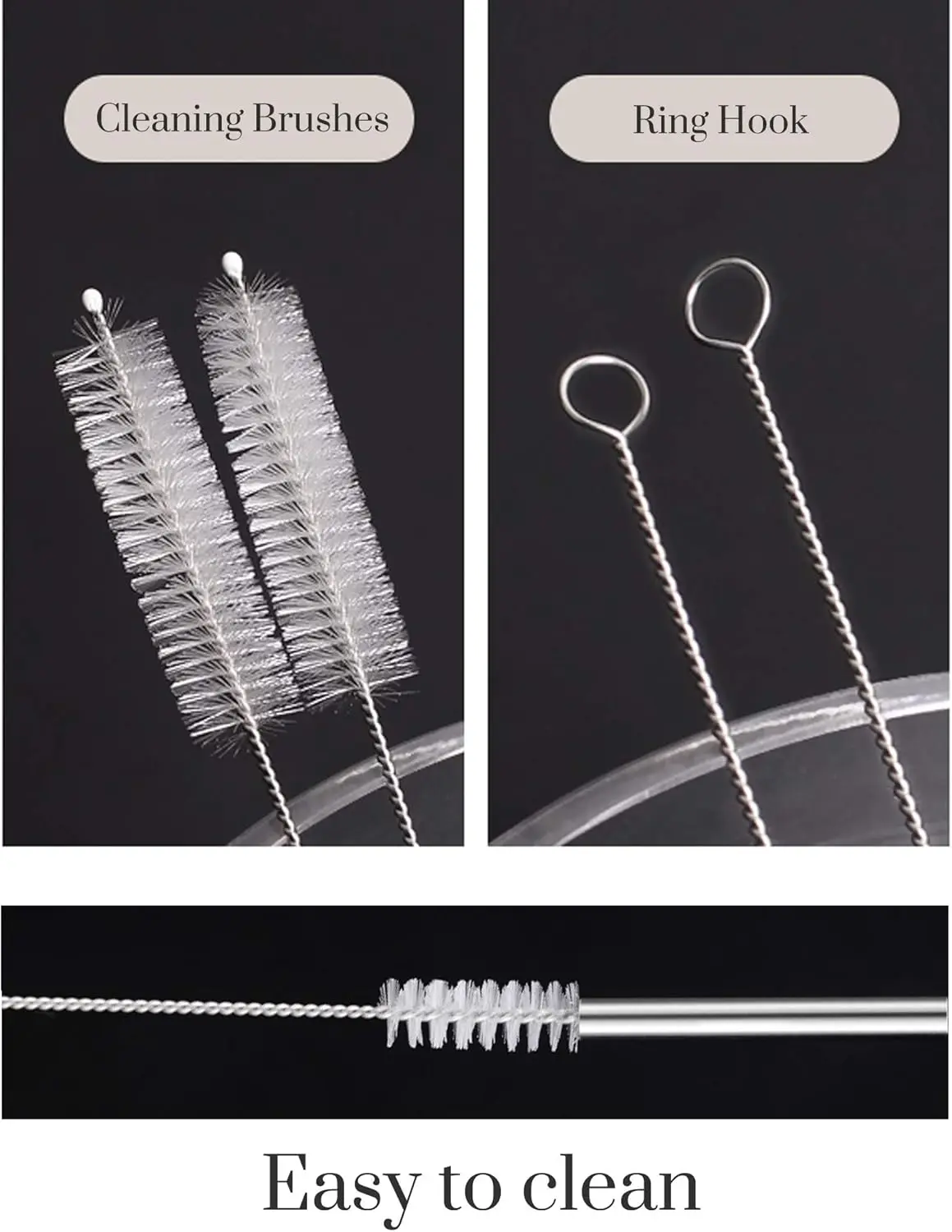 Set of 4 Reusable Metal Straws, Long Stainless Steel Straw with Cleaning Brushes and Case, Drinking for 30 oz and 20 oz Tumblers