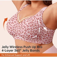 Wireless Seamless Leopard Print Bra No Underwire Push Up Women Lift Bras Full Coverage Plus Size Bralette Daily Wear Soft Bra - Image 2