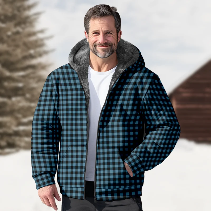 New Colorful Stripe Cotton Coat Hooded Sweater Casual Print Men's Fur Loop Arctic Velvet Zipper Patch Pocket Hooded Sweater a14