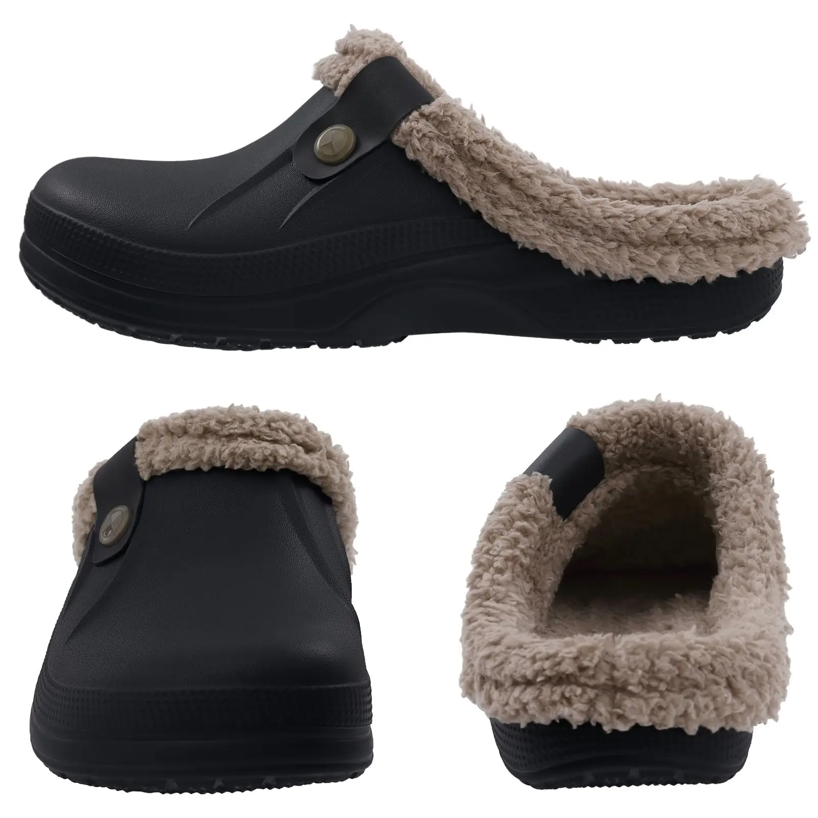 Slippers sandals shoes Slippers sandals Non slip slippers Female slippers Fur slippers Crestar Women Fur Lined Clogs Waterproof Slippers Garden Shoes Winter Warm Plush Home House Fuzzy Slippers Indoor Outdoor Mules