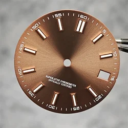 Luminous Blue-Green Watch Face with BGW9 Glow - 28.5mm Enhanced Dial for Customized Timepieces (Brown)