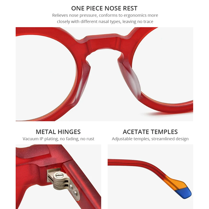 Óculos HEPIDEM - Armação Acetato Redonda Retrô Masculina Modelo 9266