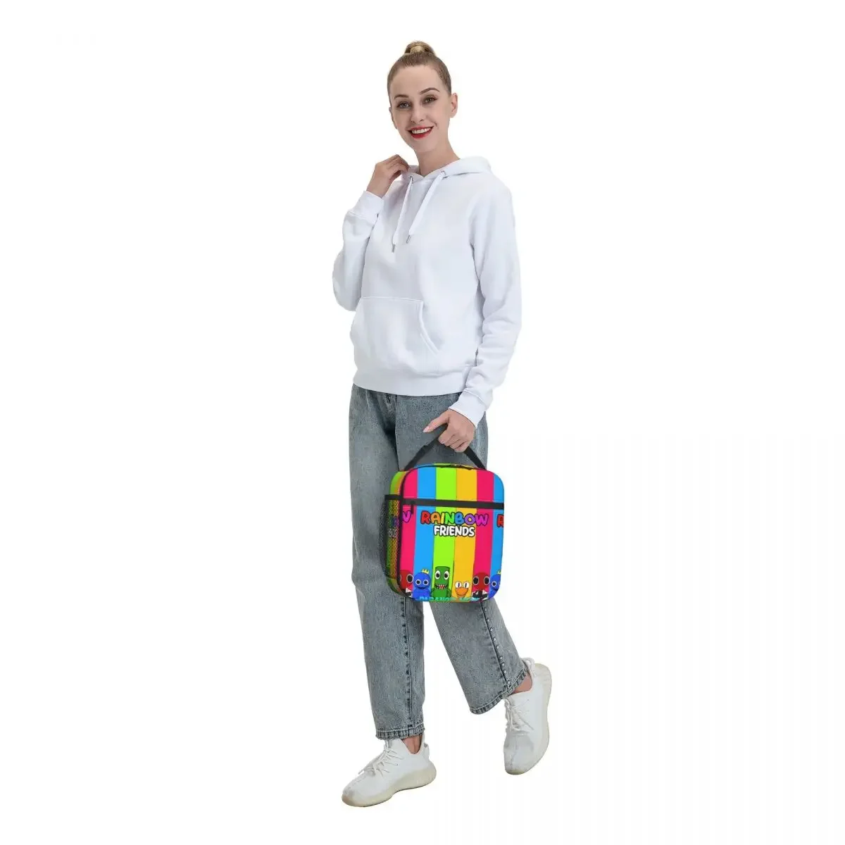 Colorful Companions Lunch Bag Cartoon Funny Lunch Box For Adult Picnic Portable Cooler Bag Oxford Print Tote Food Bags