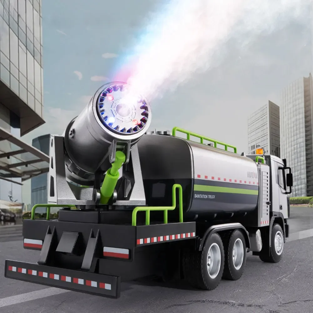 Huina 1316 2.4G 1/18 Alloy RC Car 9CH Urban Dust Removal Vehicles With Spray Remote Control Truck Spray Sanitation City Toys