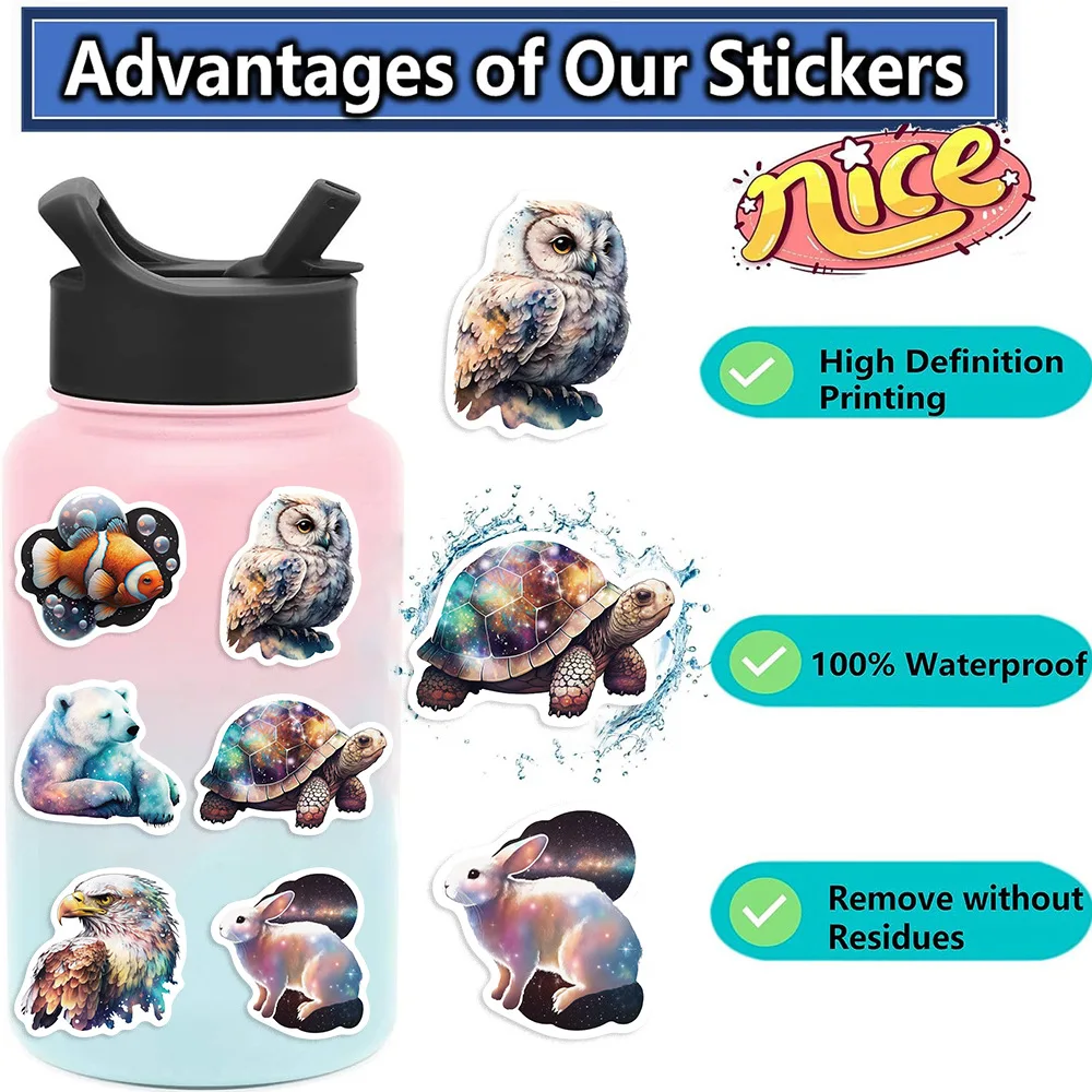 50/100PCS 별이 빛나는 하늘 판타지 동물 낙서 스티커 장식 기타 노트북 수하물 DIY 방수 스티커