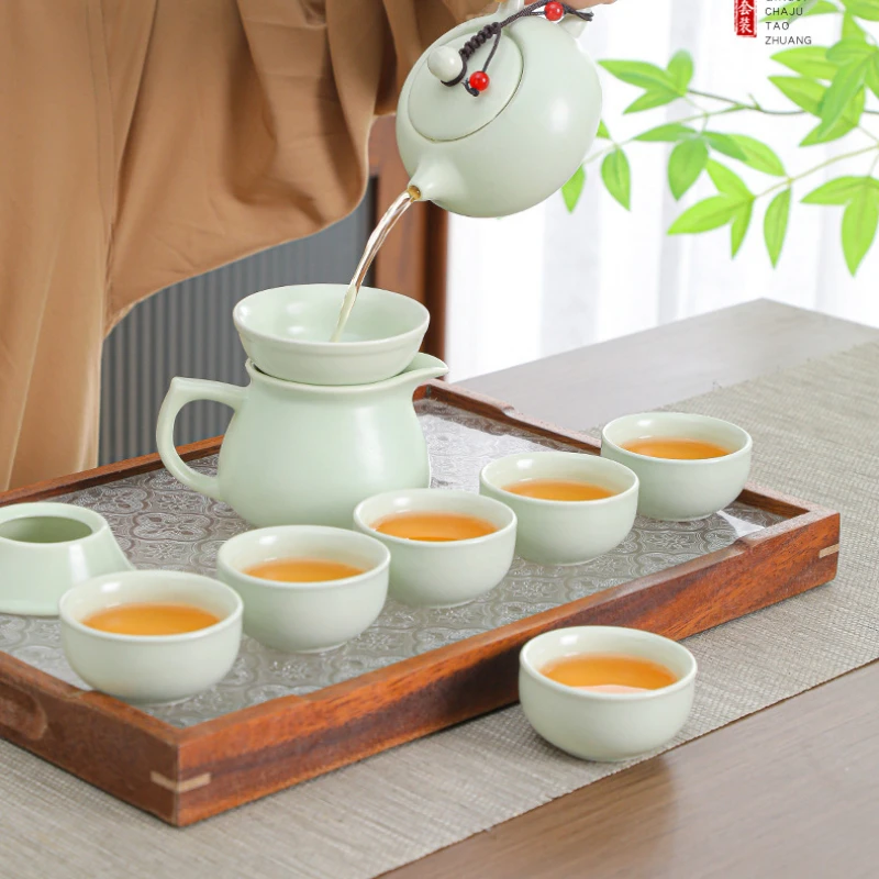 Chinese Kung Fu Teaset Ceramic Household Teapot Set Outdoor Travel Tea Cups of Tea Ceremony Teacup Fine Gifts Accessories