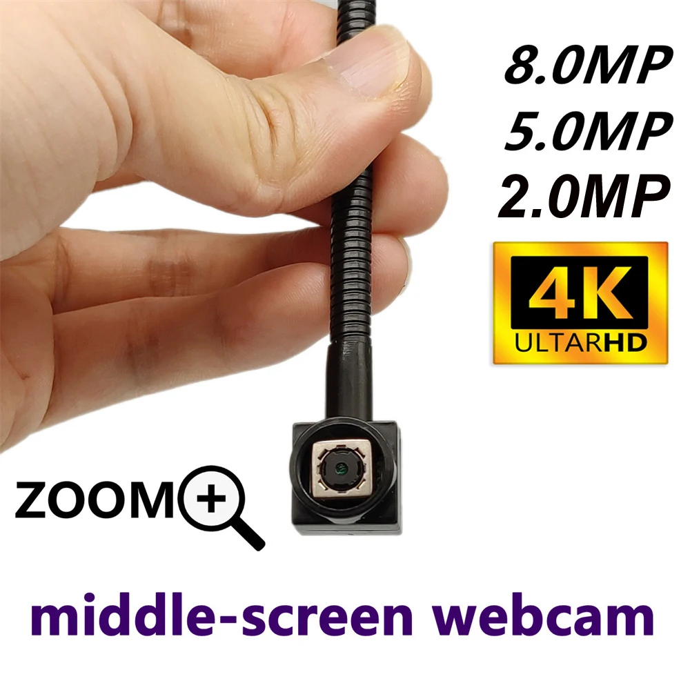 Webcam Middle Screen 4K Adjustable 2MP 5MP 8MP Auto Focus Zoom Mini USB Cam Flipped Sucker Center Cam Micro USB Camera Audio