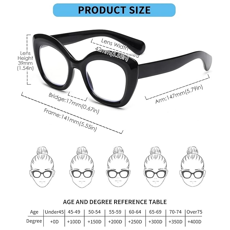 JM Cateye Reading Glasses Blue Light Blocking Computer Reader for women men Magnifier Presbyopic Diopter reading glasses,presbyopic glasses,anti blue light glasses