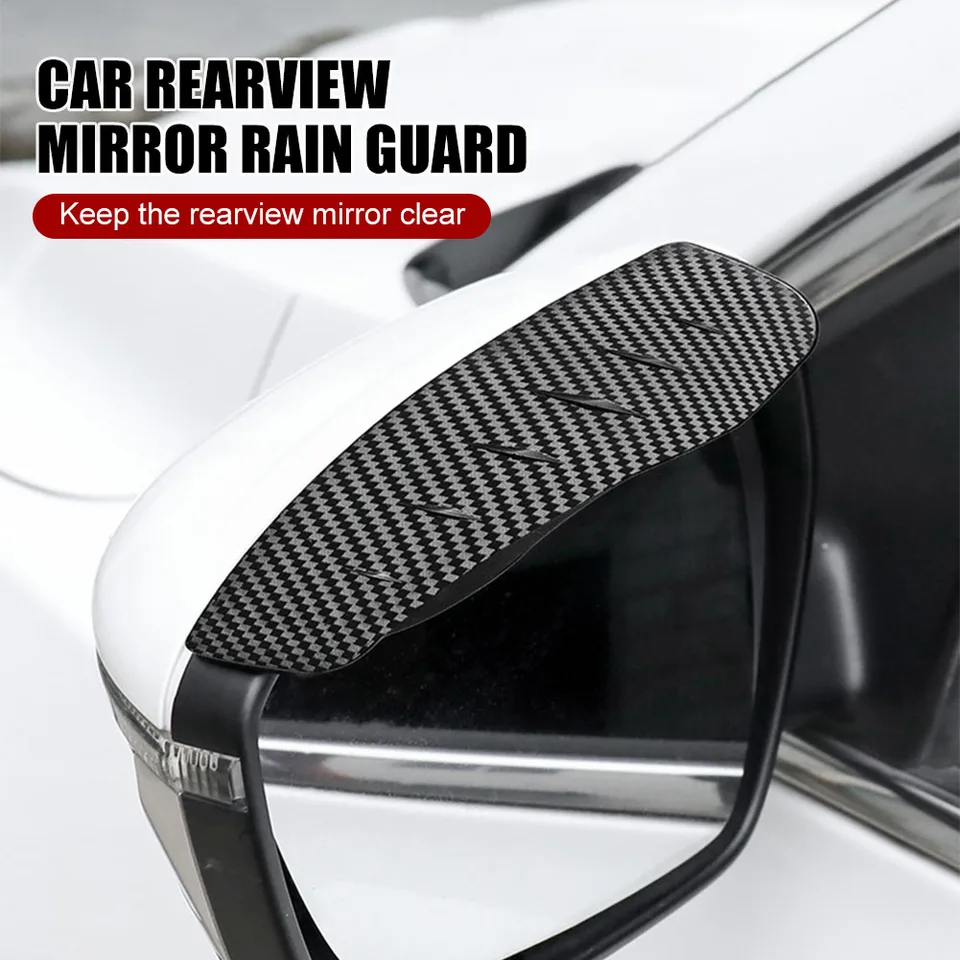 VENTE 2 PCS Universel De Voiture Rétroviseur Couverture De Pluie  Pare-Soleil Sourcils En Fiber De Carbone Vue Latérale Miroir Pluie Garde  Auto Protection - AliExpress