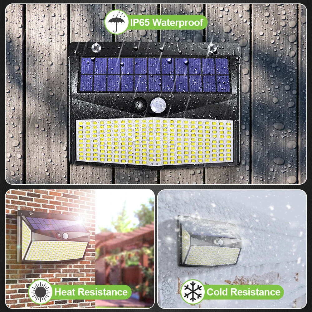 318 Led Solar Lights Outdoor Garden Wall Lamp With Pir Motion Sensor Waterproof Rechargeable External Street Flood Lamp Sunlight