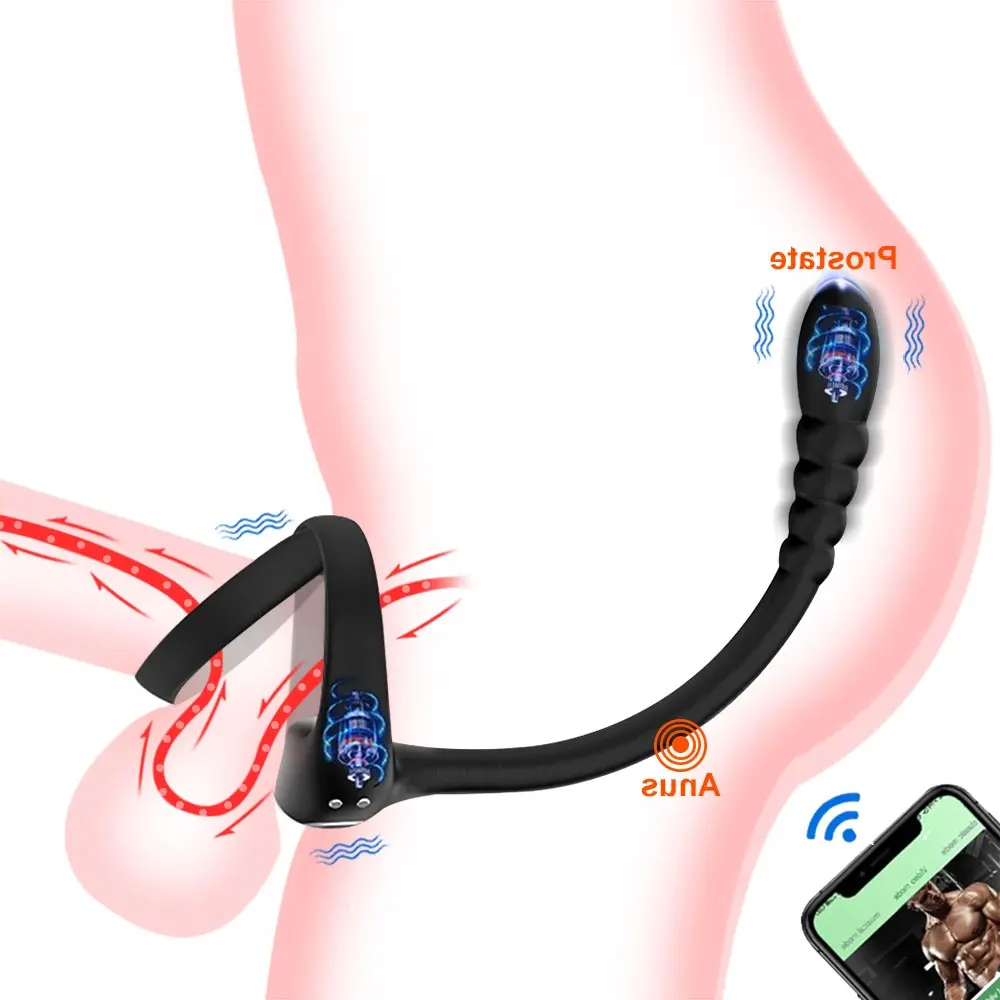 Prostata Massage Vibrator für Männer APP Bluetooth Hoden Massage Anal Butt Plug Cock Penis Ring Männlich Cocking Erwachsene Sex Spielzeug 18 + 1