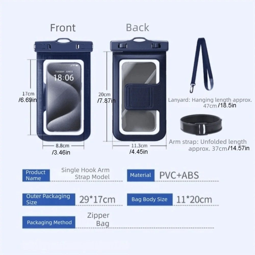 Adjustable Strap Waterproof Phone Pouch Armband Large Capacity Transparent Hanging Neck Bag Touch Screen PVC Dry Bag Pool 6 Adjustable Strap Waterproof Phone Pouch Armband Large Capacity Transparent Hanging Neck Bag Touch Screen PVC Dry Bag Pool 6