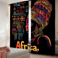 2Pcs Black African Curtain Mysterious African American Woman Curtain Suitable For Living Room Bedroom Kitchen And Bathroom 1