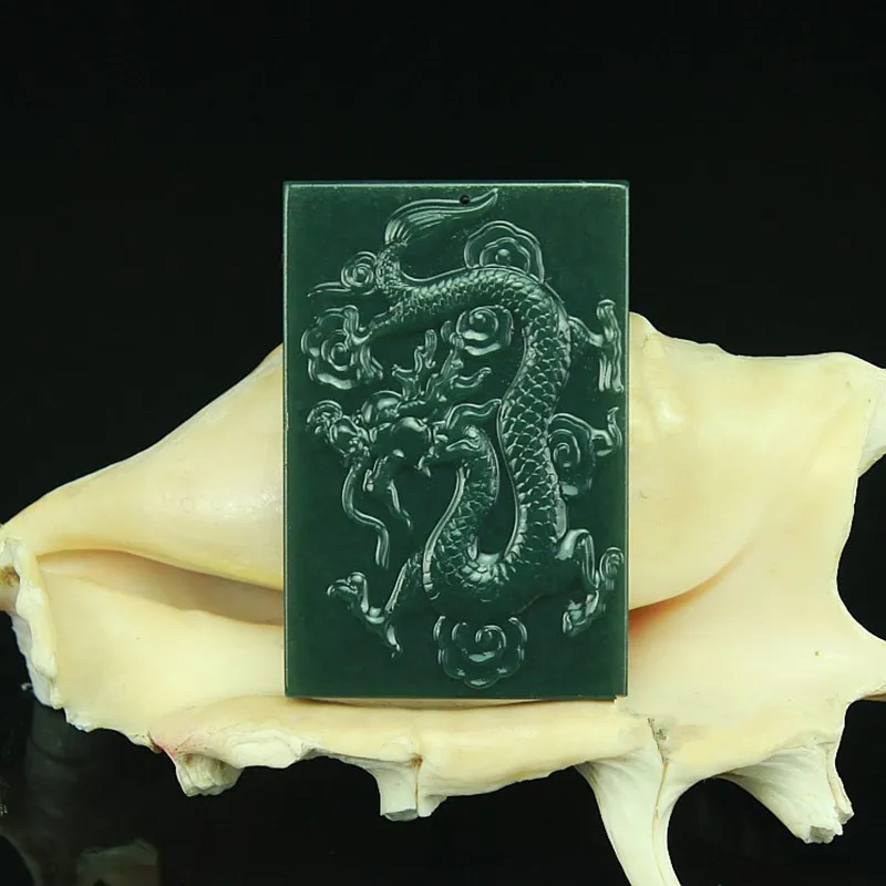 

Hetian оружейное розовое серое Нефритовое античное процветание, принесенное драконом и Фениксом кулон Jad