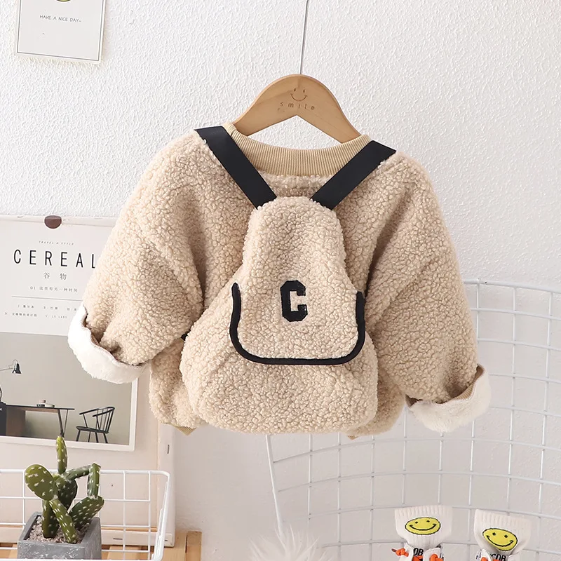 

Boys and girls autumn winter plus thick hoodie Korean version baby Fleece hoodie Children pullover coat Thick warm boy's clothes