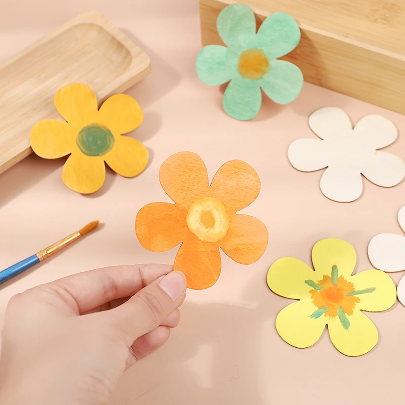 10/20pcs Unfinished Wooden Flower Discs DIY Handmade Craft Blank Wood Ornament For Birthday Party Baby Shower Wedding Decoration