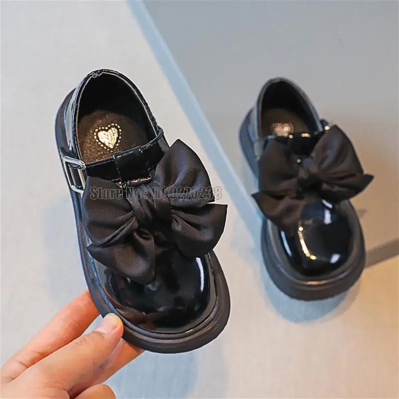 Autumn New Girls Bow Knot Leather Fashion Princess College Style Soft Bottom Sweet Party Shoes 5