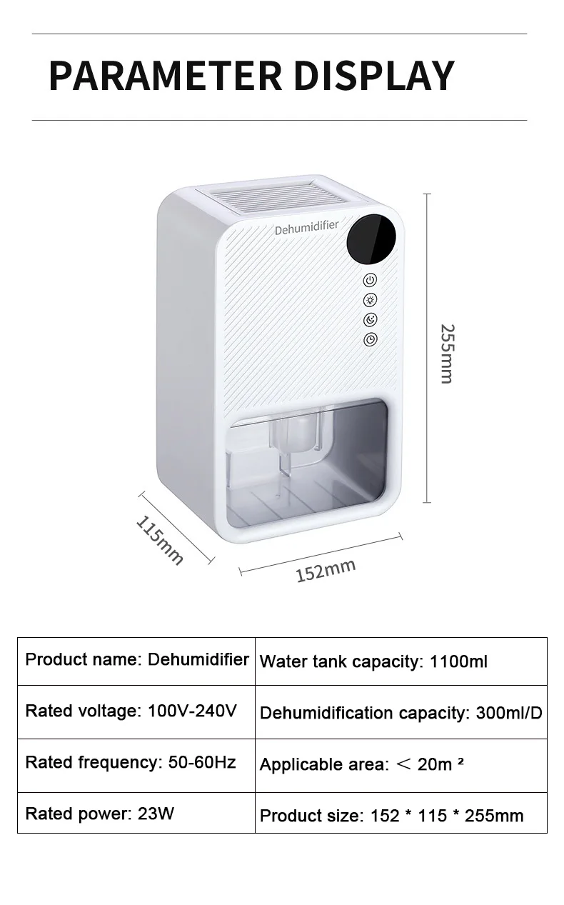 4958 【未使用品】DKHT-3521-DWD 加湿器 d-design DMWD 100V-240V Household Smart Dehumidifier Electric Air