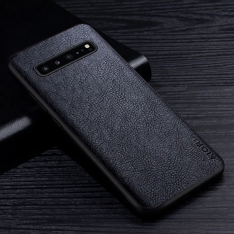 Premium Retro Litchi Leather Back Cover - Business Fashion Case