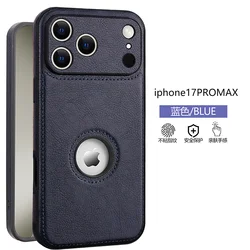 Luxury Fashion Leather Case with Air Shockproof and Premium Camera Lens Protection - iPhone 15 Plus (Blue)